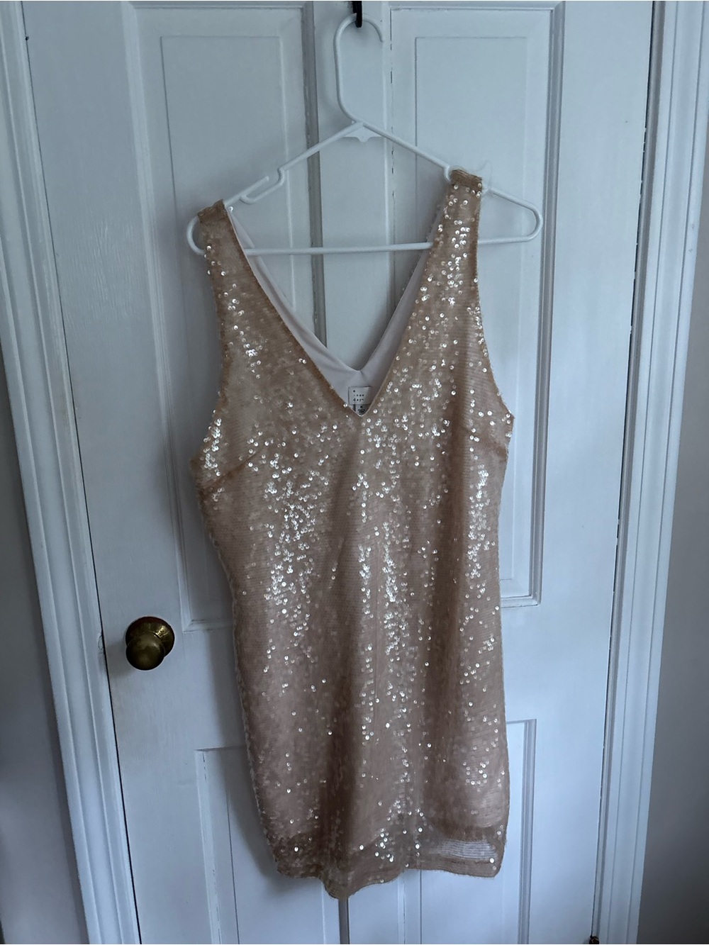 a new day Champagne Sequin V-Neck Mini Dress